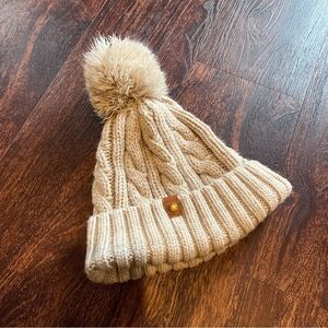 Frye and Co. Cable Knit Pom Beanie in Oatmeal
